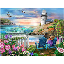 Load image into Gallery viewer, Diamond Painting - Full Round - seaside lighthouse (60*50CM)
