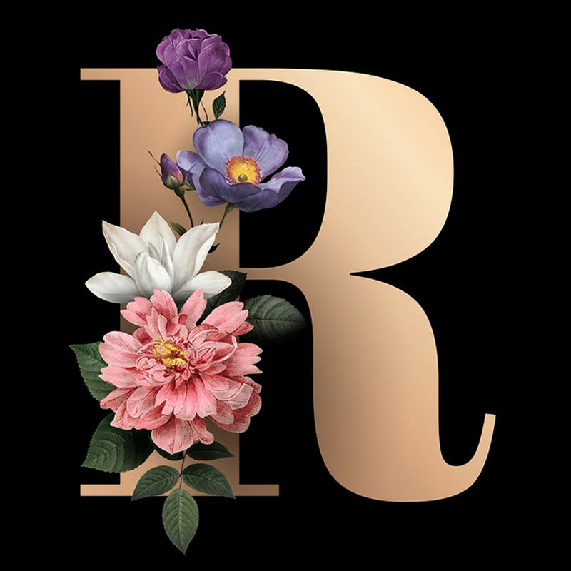 Diamond Painting - Full Square - dark flower letters (30*30CM)