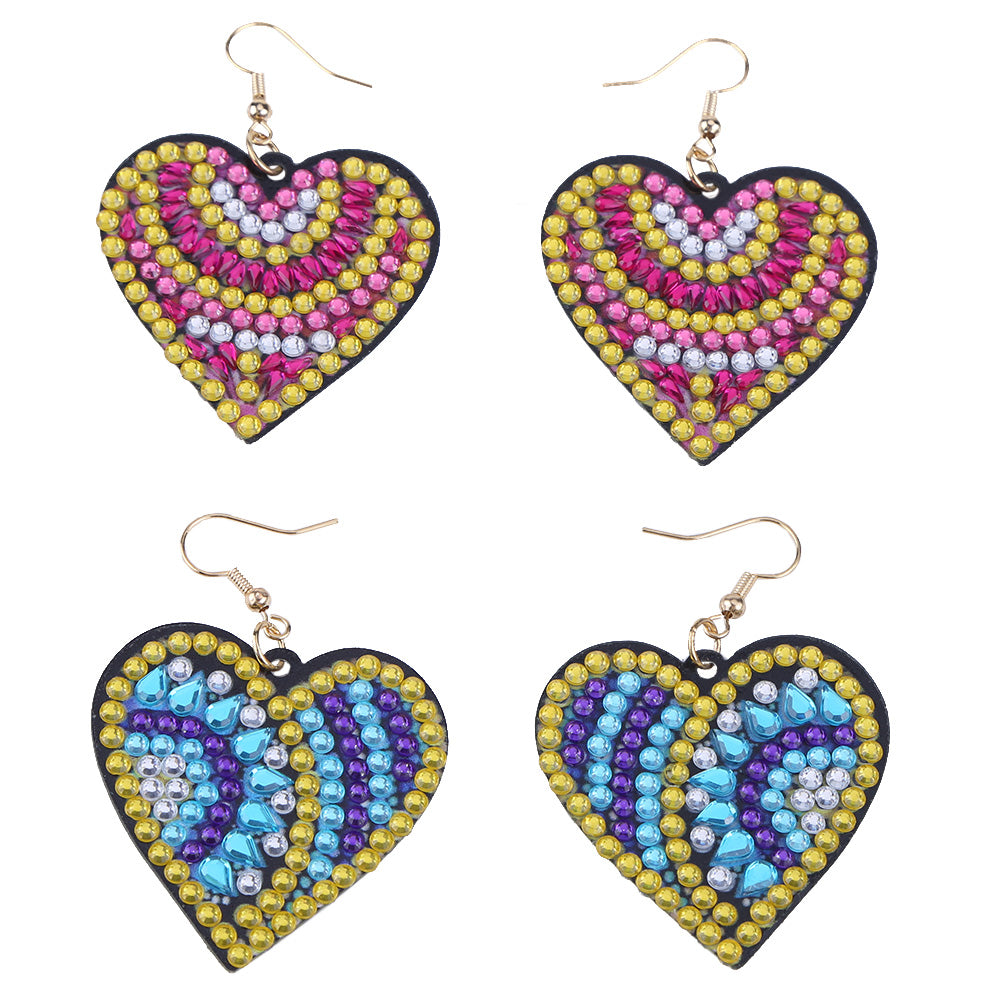 5D DIY Diamond Painting Earrings Double-sided Heart Drop Earrings (RZ015)