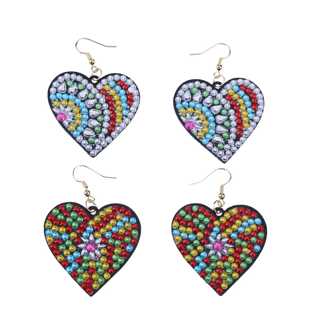 5D DIY Diamond Painting Earrings Double-sided Heart Drop Earrings (RZ018)
