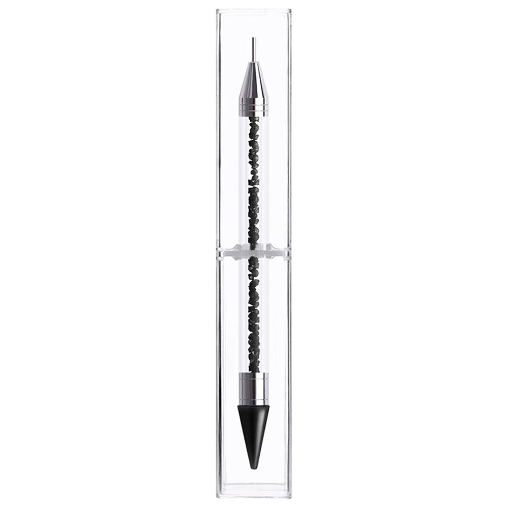 Dual Heads Dotting Wax Pen Point Drill Picker Nail Art Studs Dotter (Black)