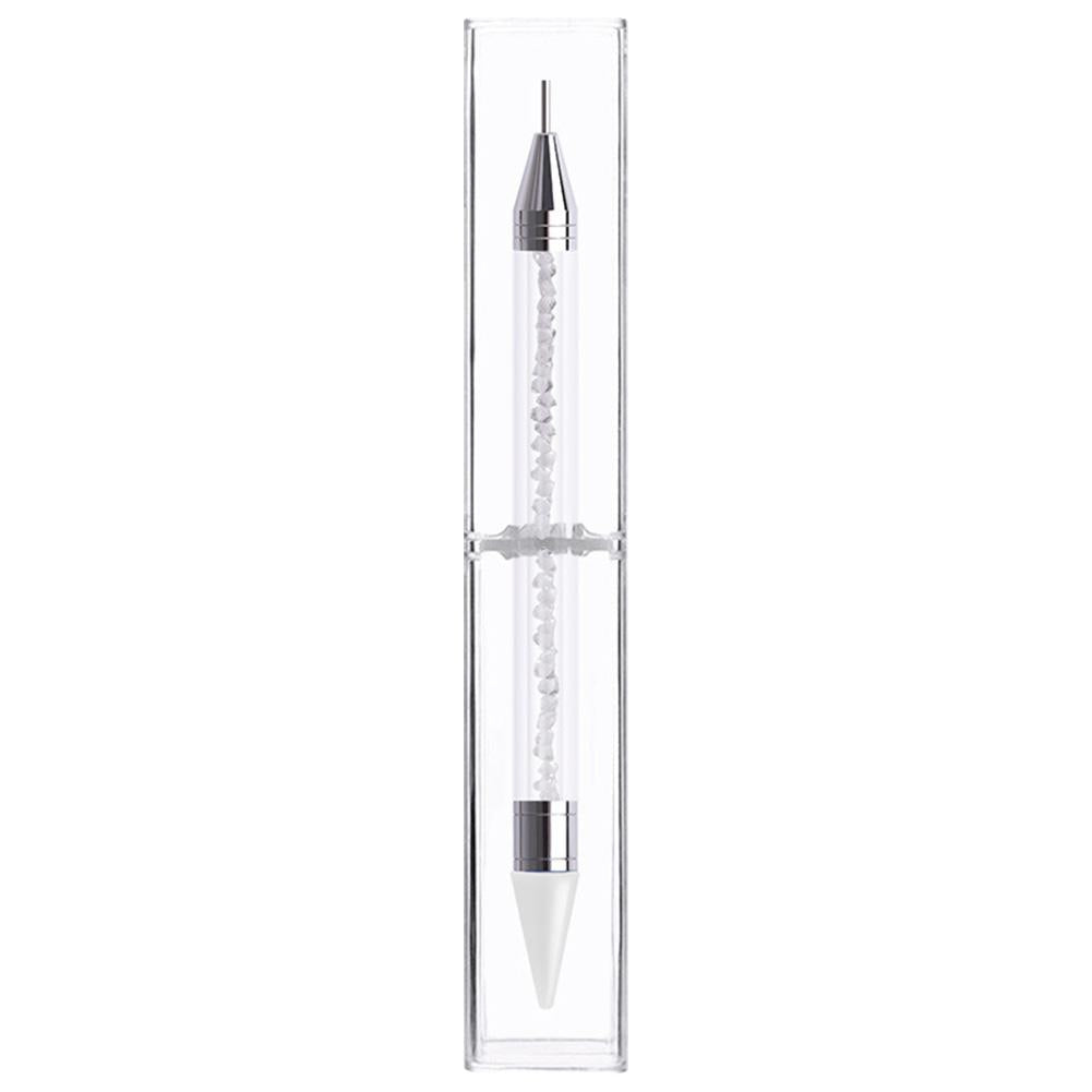 Dual Heads Dotting Wax Pen Point Drill Picker Nail Art Studs Dotter (White)