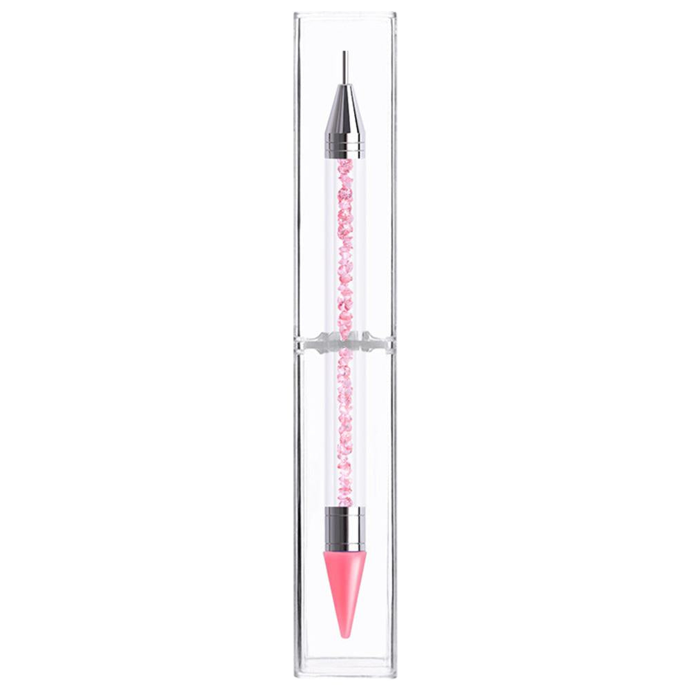 Dual Heads Dotting Wax Pen Point Drill Picker Nail Art Studs Dotter (Pink)