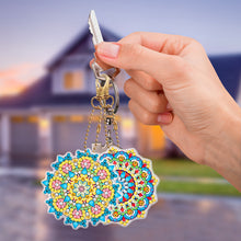 Load image into Gallery viewer, 5pcs Diamond Painting Keychain DIY Mandala Key Ring Pendants (YSK084)
