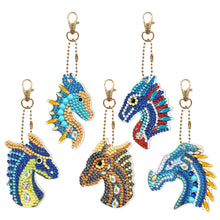 Load image into Gallery viewer, 5pcs Diamond Painting Keychain DIY Dragon Animal Key Ring Pendants (YSK090)
