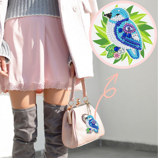 5pcs Diamond Painting Keychain DIY Bird Animal Key Ring Pendants (YSK092)