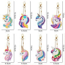 Load image into Gallery viewer, 8pcs Rainbow Horse Diamond Painting Keychain DIY Key Ring Pendants (YSK088)
