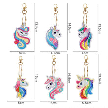 Load image into Gallery viewer, 6pcs Rainbow Horse Diamond Painting Keychain DIY Key Ring Pendants (YSK089)
