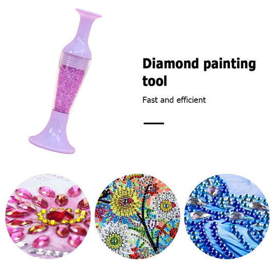 Flower Pot 5D Diamond Painting Point Drill Pen DIY Crafts (w/ Drill Purple)