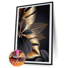 Load image into Gallery viewer, Diamond Painting - Full Round - black gold flowers leaves (40*60CM)

