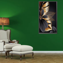 Load image into Gallery viewer, Diamond Painting - Full Round - black gold flowers leaves (40*60CM)
