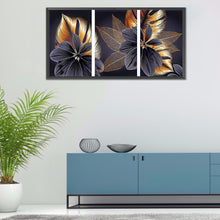 Load image into Gallery viewer, Diamond Painting - Full Round - black gold leaves (90*45CM)
