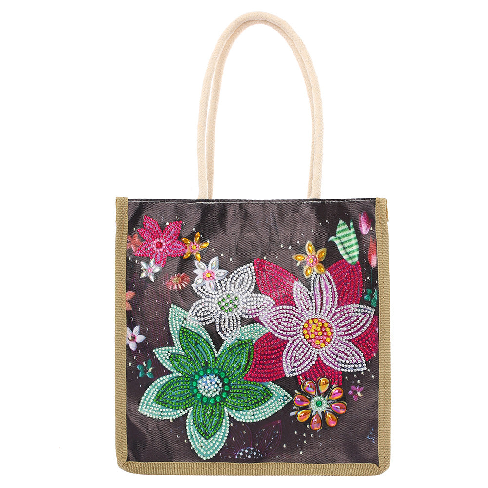 Flower Grass Diamond Painting Handbag DIY Linen Shopping Tote Bag (AA1035)