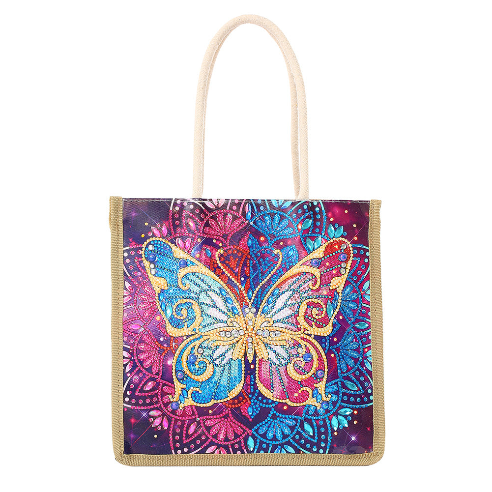 Butterfly Diamond Painting Handbag DIY Linen Shopping Tote Bag (AA1039)