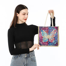 Load image into Gallery viewer, Butterfly Diamond Painting Handbag DIY Linen Shopping Tote Bag (AA1039)
