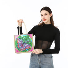 Load image into Gallery viewer, Butterfly Diamond Painting Handbag DIY Linen Shopping Tote Bag (AA1041)
