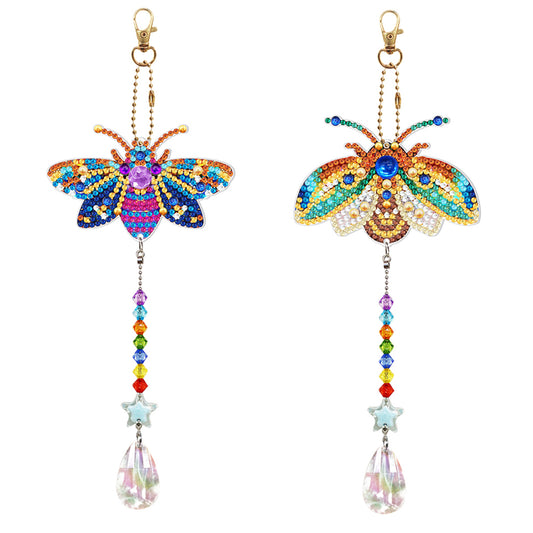 2pcs 5D Diamond Painting Beetle Pendant Bag Keychain Jewelry Gift (SMDZ203)