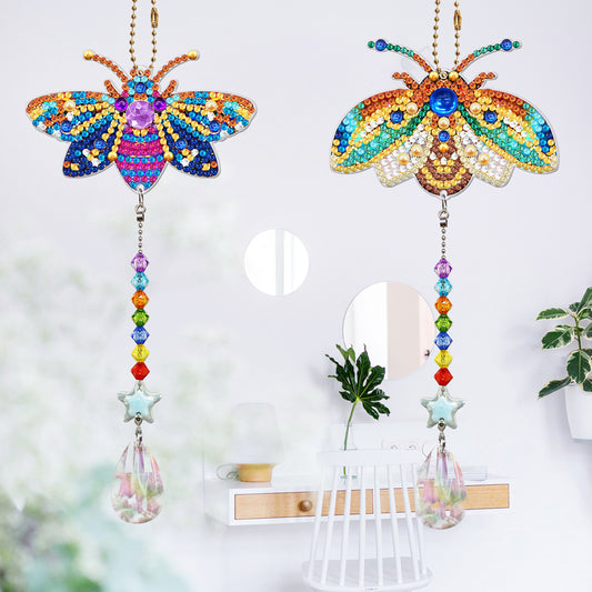 2pcs 5D Diamond Painting Beetle Pendant Bag Keychain Jewelry Gift (SMDZ203)