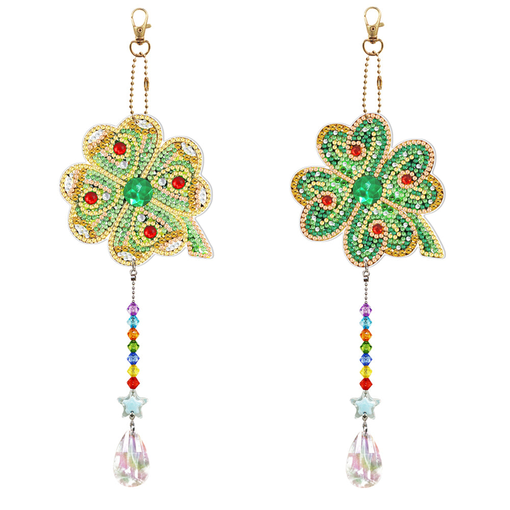 2pcs 5D Diamond Painting Heart Mandala Pendant Keychain Jewelry (SMDZ204)