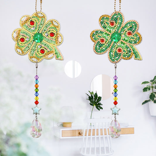 2pcs 5D Diamond Painting Heart Mandala Pendant Keychain Jewelry (SMDZ204)