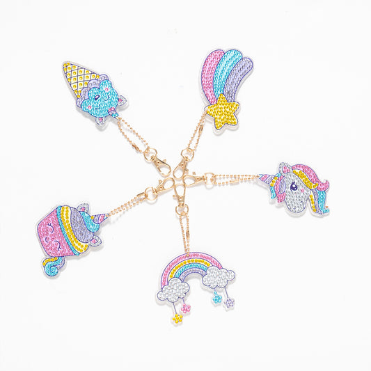 5pcs/set DIY Diamond Painting Keychain Ice Cream Car Pendant (AA1047)