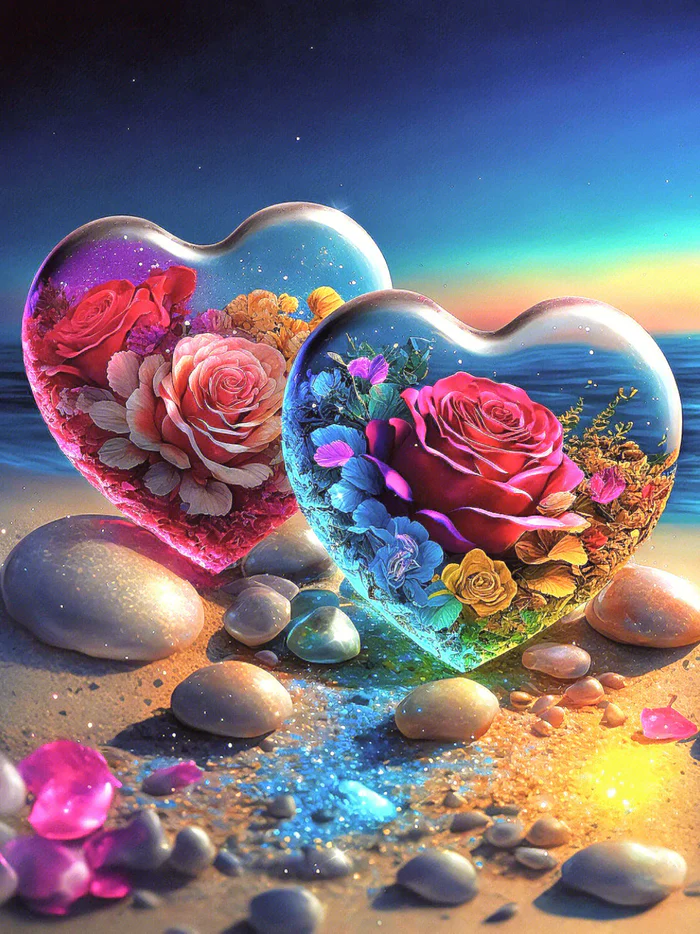 AB Diamond Painting - Full Round - Rose Heart (50*65cm)