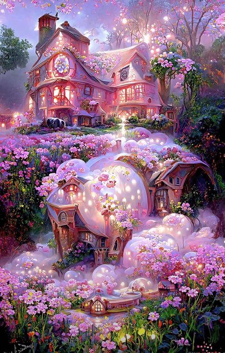 AB Diamond Painting - Full Round - Pink House (50*78cm)