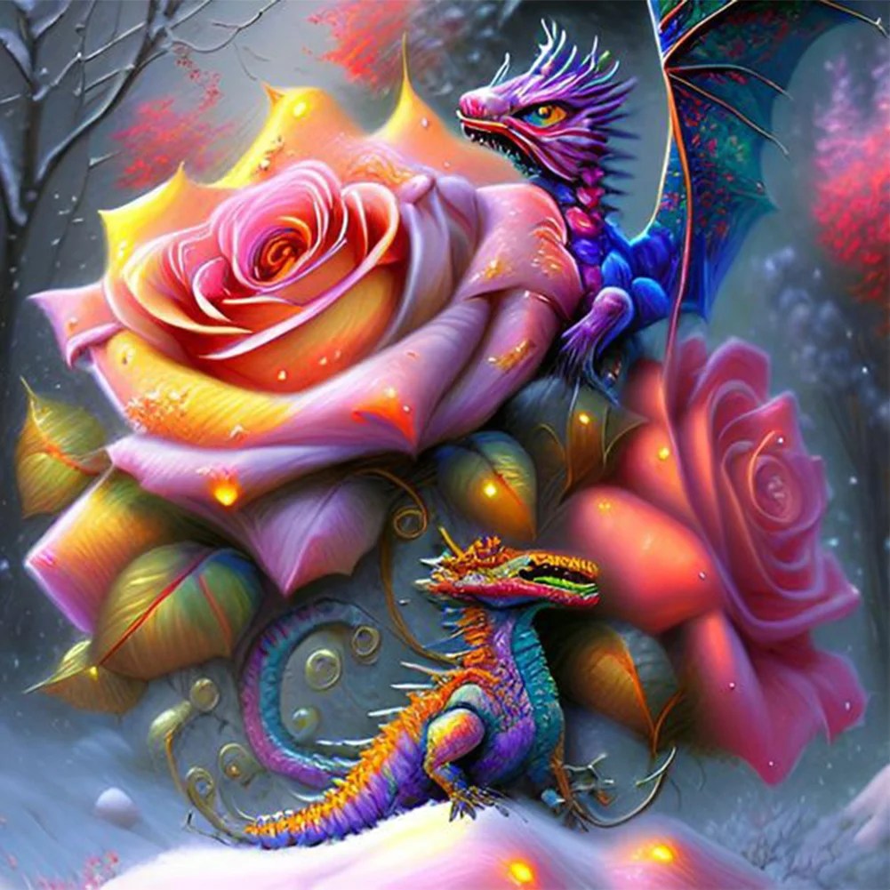 AB  Diamond Painting -Roses and Dragons (40*40CM)
