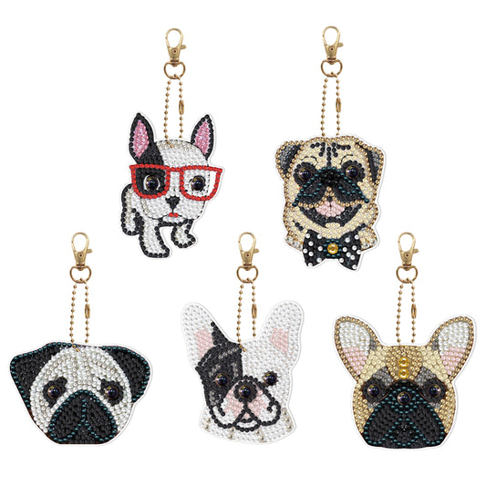 5pcs Diamond Painting Keyring Kits DIY Dog Keychain Bag Pendant (YSK104)