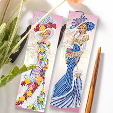 Load image into Gallery viewer, 2pcs DIY Diamond Painting Leather Bookmark Lady Mosaic Craft Art (FQY058)
