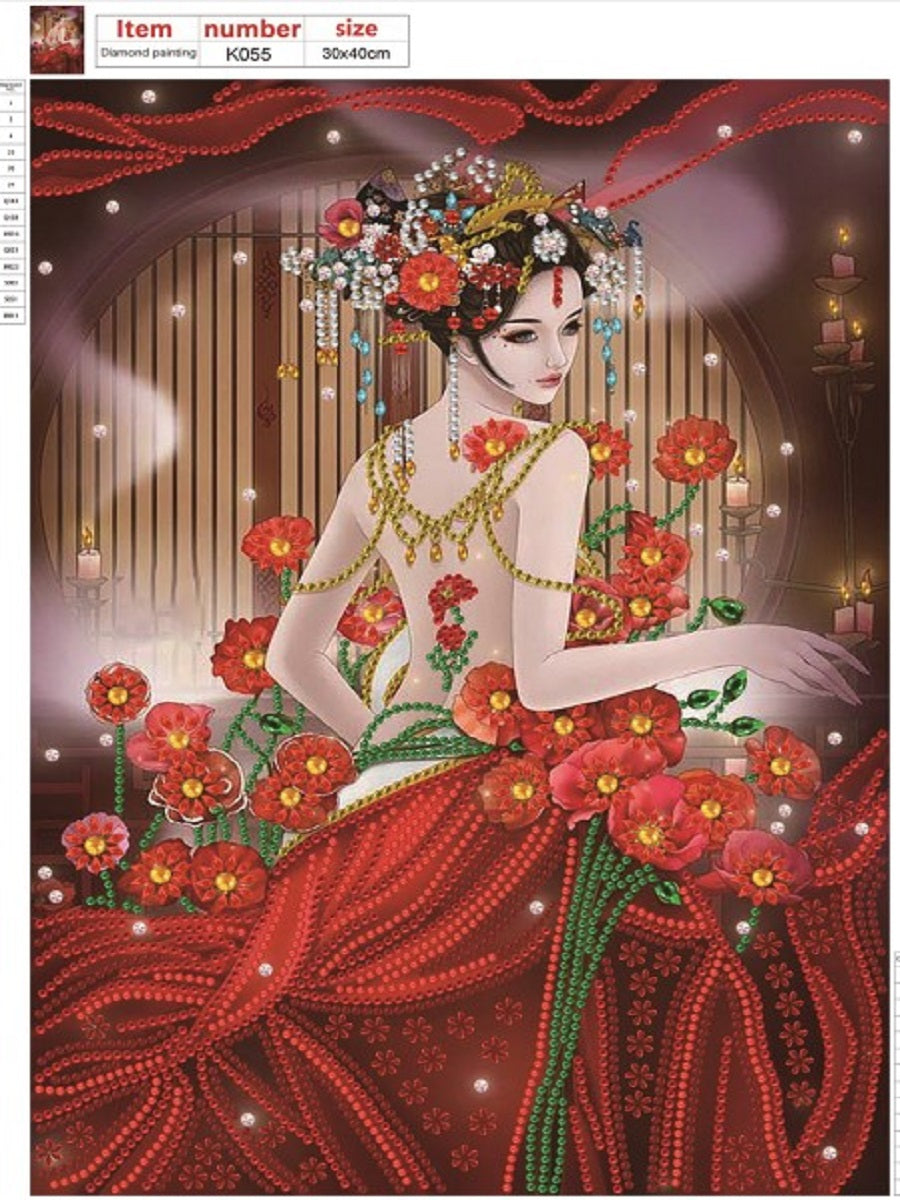 Diamond Painting - Partial Special Shaped - Chinese style beauty (30*40CM)