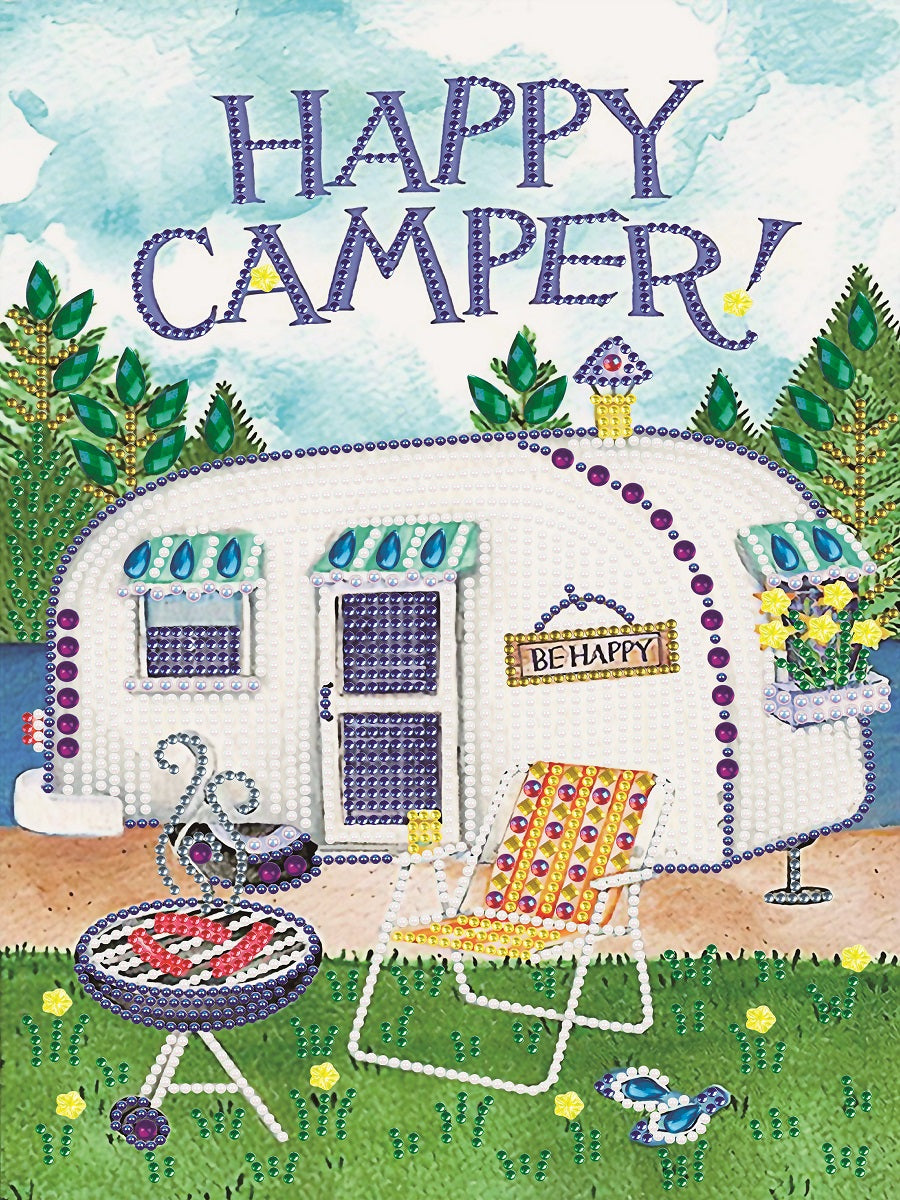 Diamond Painting - Partial Special Shaped - Happy Camping Bus (30*40CM)