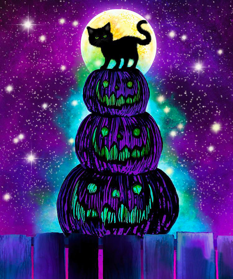 Diamond Painting - Full Round - Halloween pumpkin and cat (30*40CM)