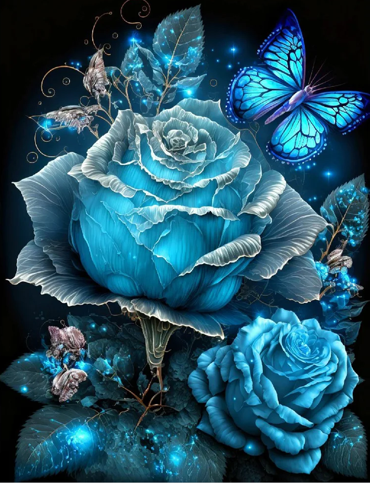 AB Diamond Painting - Full Round - Butterflies and Flowers (40*50cm)