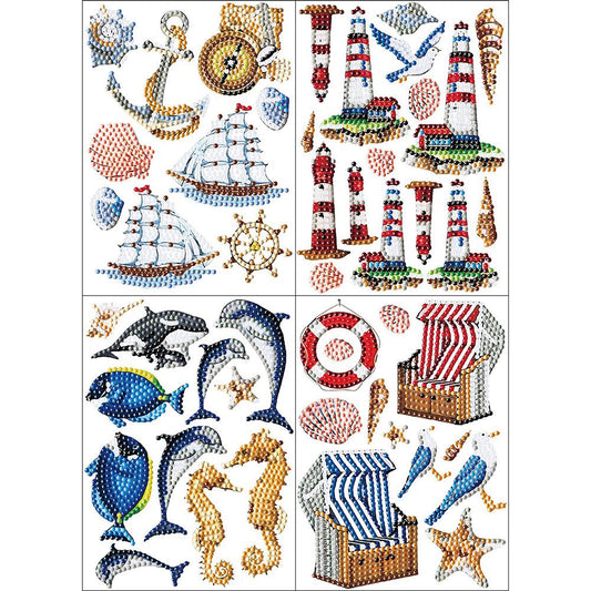 4pcs 5D DIY Diamond Painting Stickers Handmade Art Craft Kits Gift (BT008)