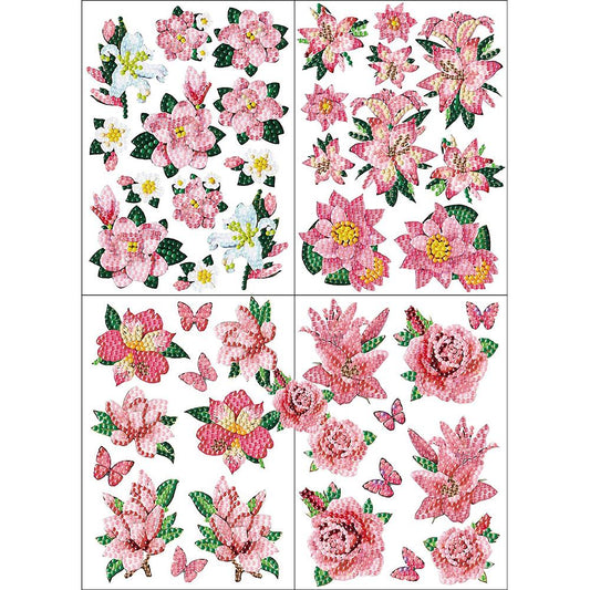 4pcs 5D DIY Diamond Painting Stickers Flowers Art Craft Kits Gift (BT009)