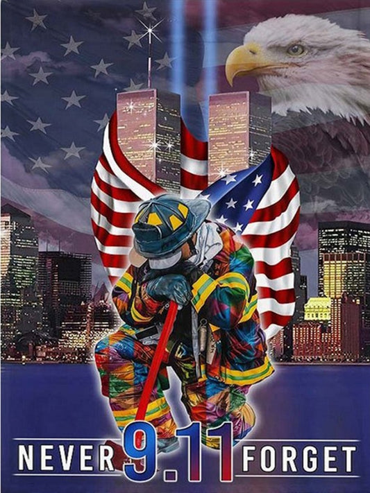 Diamond Painting - Full Square - 911 Building Firefighter (30*40CM)