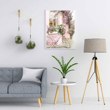 Load image into Gallery viewer, Diamond Painting - Full Round - pink bicycle by the window (40*50CM)
