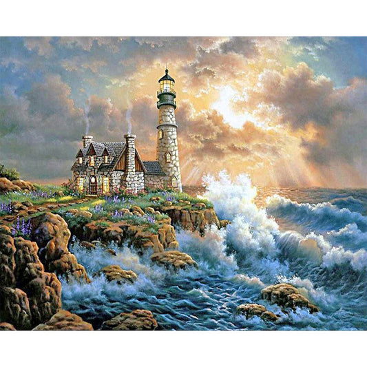 Diamond Painting - Full Round - seaside lighthouse (50*40CM)
