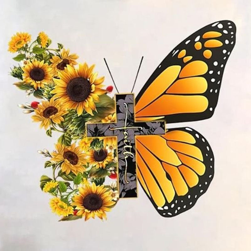 Diamond Painting - Full Round - butterfly sunflower (30*30CM)