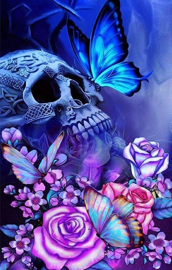 AB Diamond Painting - Full Round - Butterfly and Skull (40*60cm)