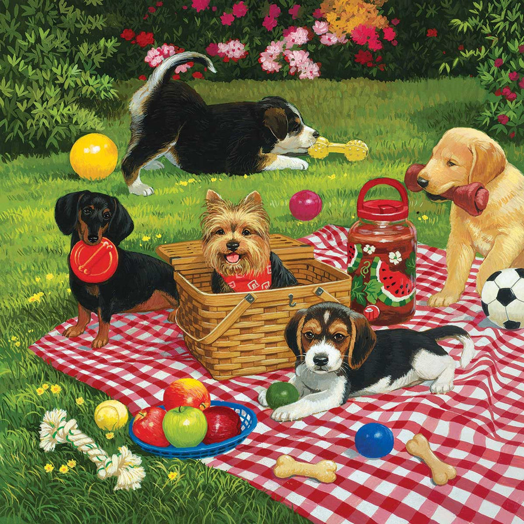 AB Diamond Painting - Full Round - Puppy picnic party (50*50cm)