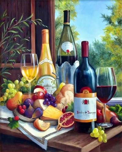 AB Diamond Painting - Full Round - Still Life With Wines (40*50cm)