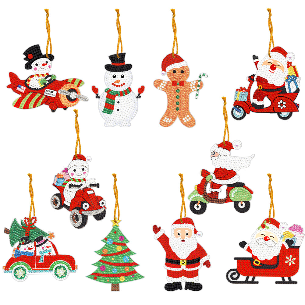 10pcs Hanging Ornament Art Crafts 5D DIY Spot Drill Cartoon Christmas Decoration