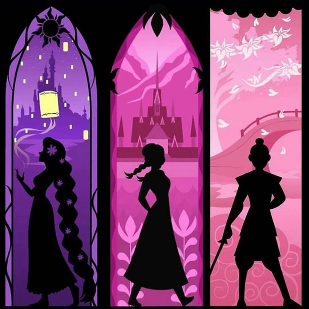 Diamond Painting - Full Round - disney princess silhouette (30*30CM)
