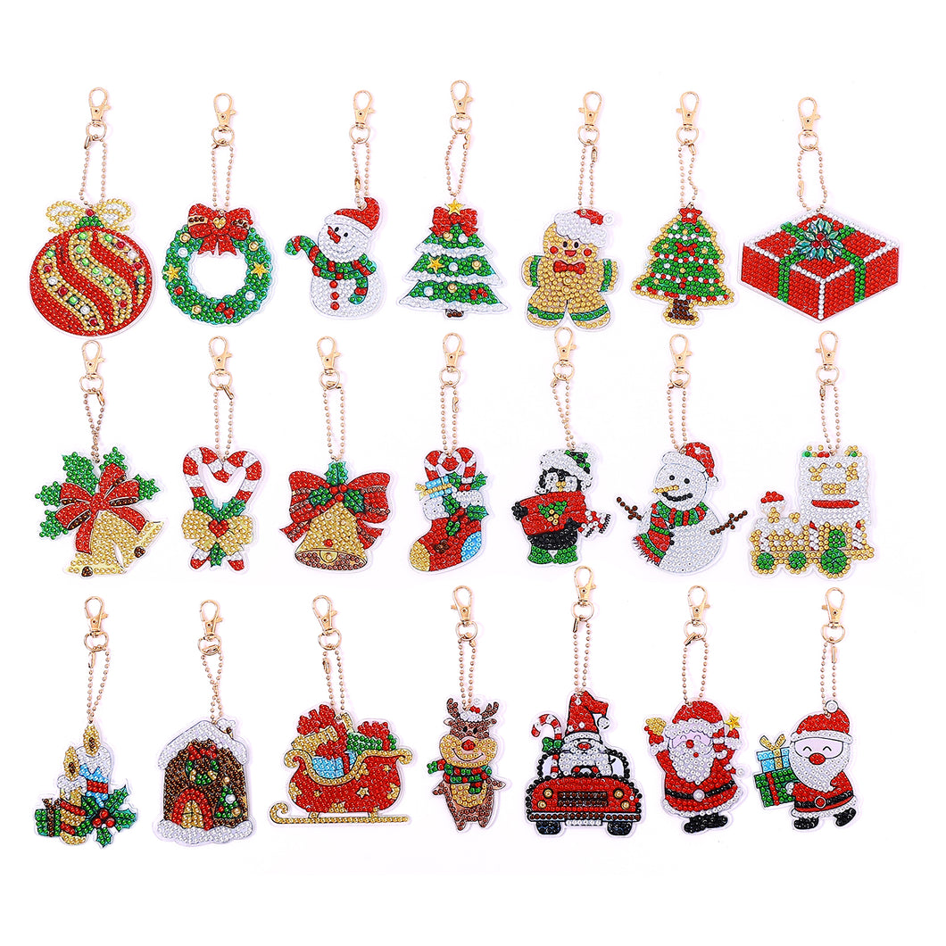 21pcs Diamond Painting Keychain Set DIY Christmas Women Bag Accessories (YSK128)