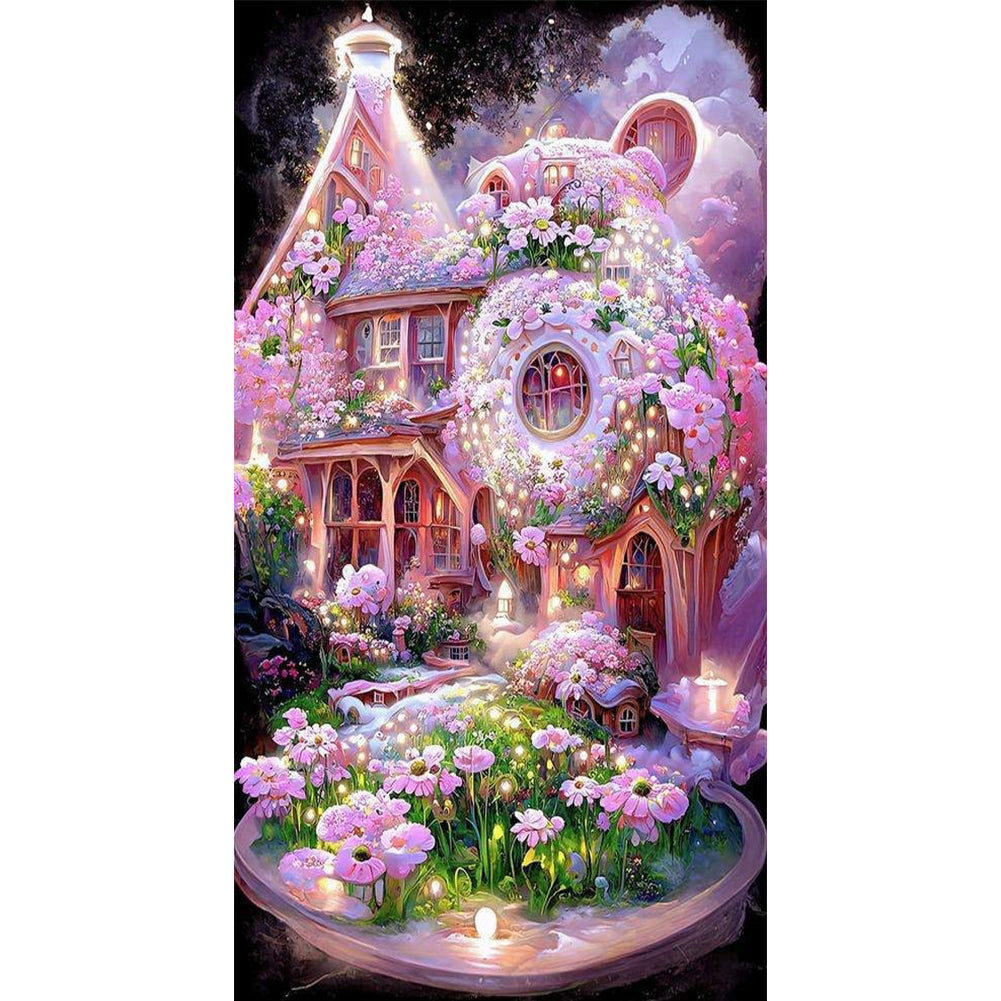 Diamond Painting - Full Round - pink flower ball castle (50*80CM)