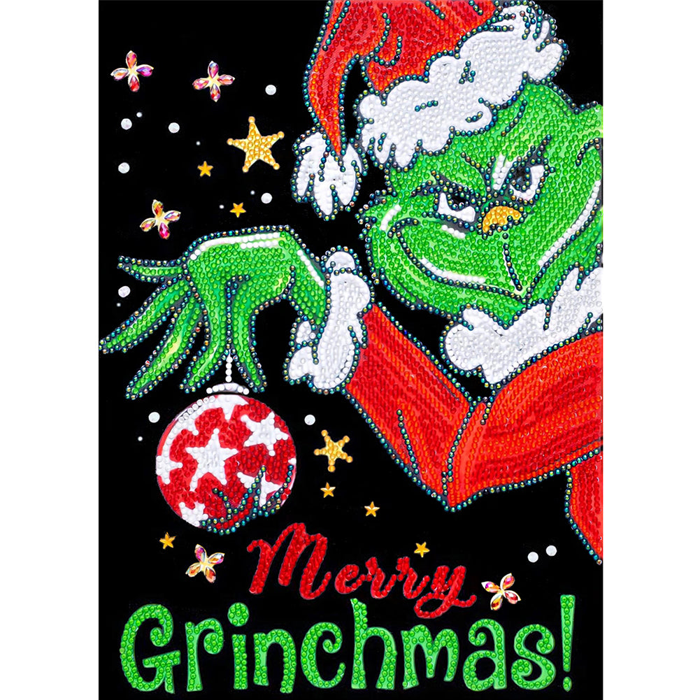 Diamond Painting - Partial Special Shaped - Christmas green monster (30*40CM)