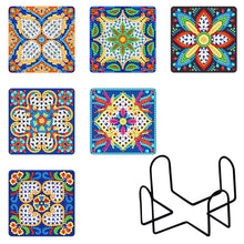 Load image into Gallery viewer, 6pcs/set Mandala Square Coaster Acrylic Water Cup Pad 5D DIY Room Decor (BD401)
