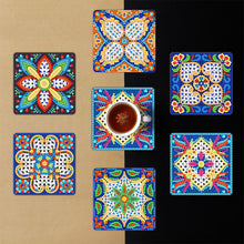 Load image into Gallery viewer, 6pcs/set Mandala Square Coaster Acrylic Water Cup Pad 5D DIY Room Decor (BD401)

